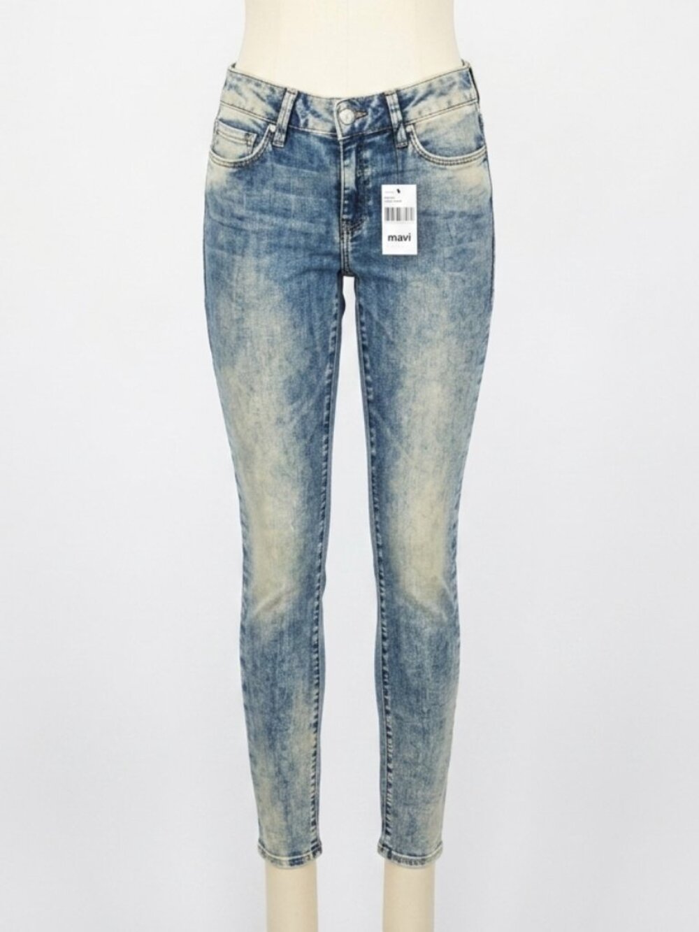 Mavi Adriana Mid Rise Super Skinny Acid Wash Blue Jeans NWT 27/33